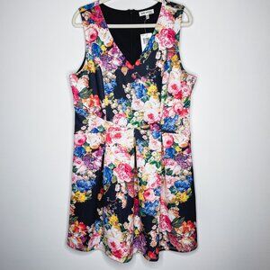 Faith and Joy Floral Print Sleeveless Fit and Flare Dress - Size 2X, NWT